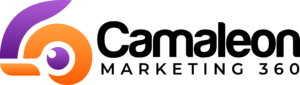 Logo morado y naranja de Camaleón Marketing