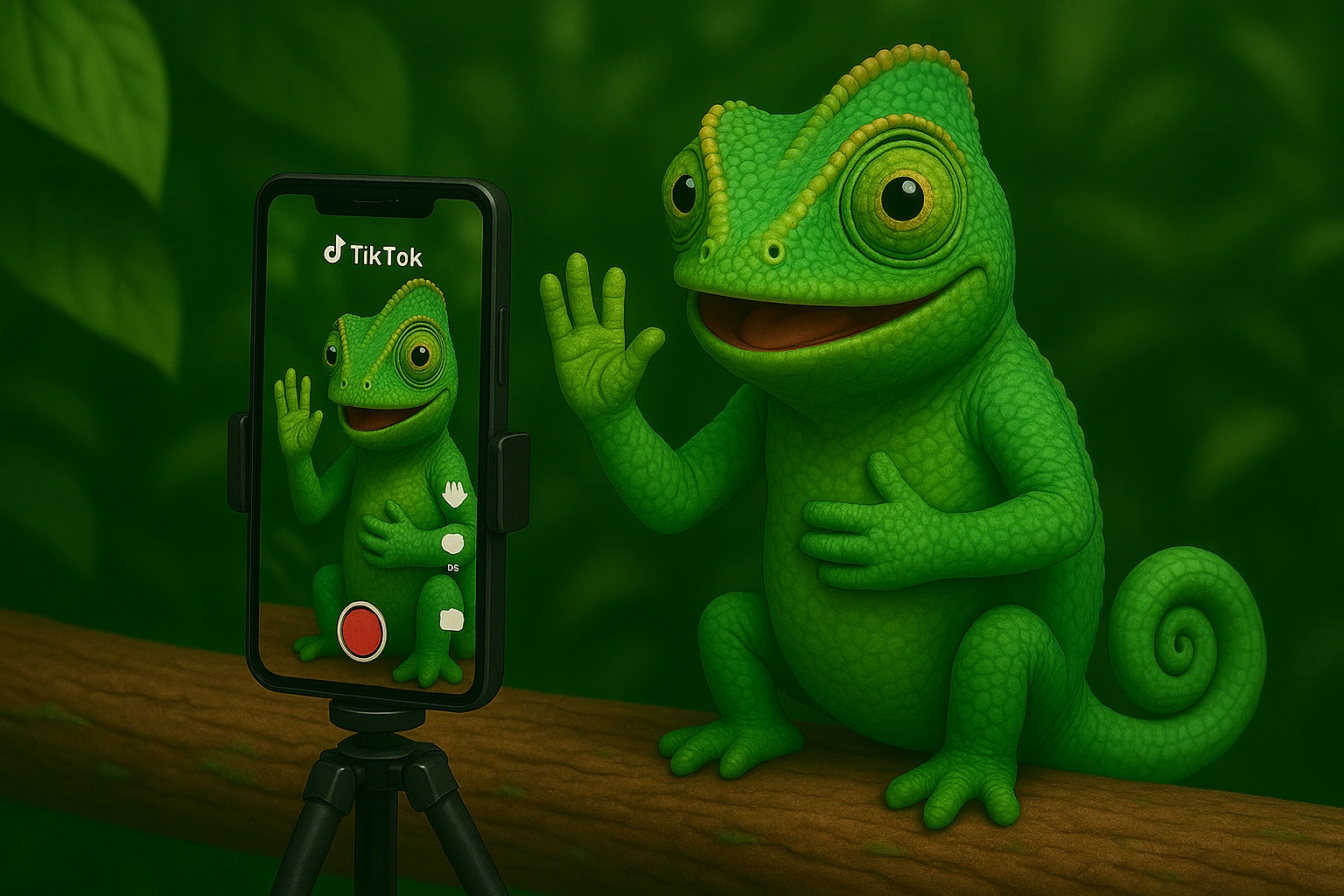 Camaleón grabando para la agencia de social media